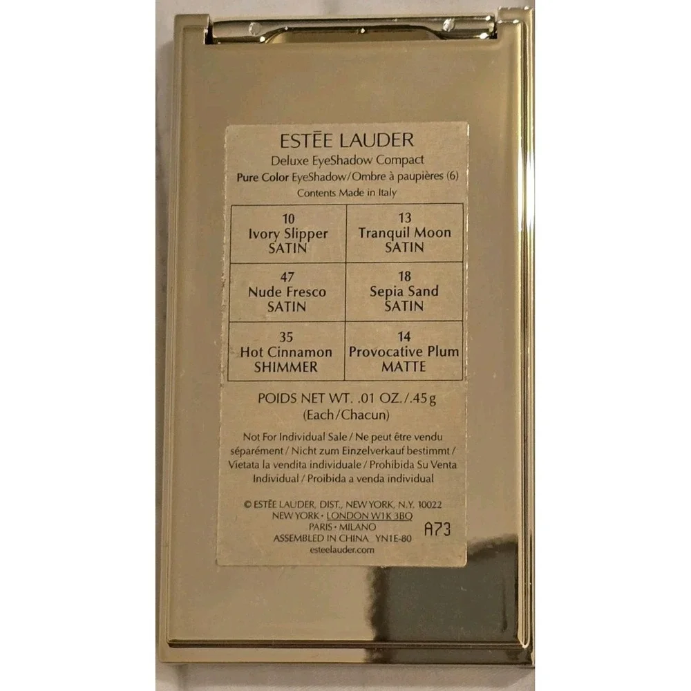 ESTEE‎ LAUDER 6 Deluxe Eye Shadows in Beautiful Gold Compact DISCONTINUED COLORS